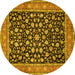 Round Persian Yellow Traditional Rug, tr536yw