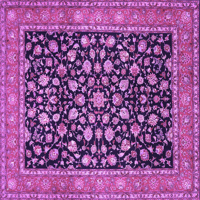 Square Machine Washable Persian Purple Traditional Area Rugs, wshtr536pur