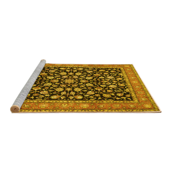 Sideview of Machine Washable Persian Yellow Traditional Rug, wshtr536yw