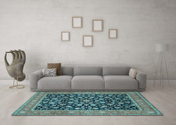 Machine Washable Persian Light Blue Traditional Rug in a Living Room, wshtr536lblu