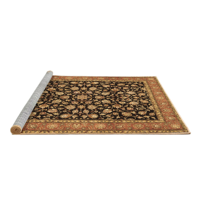 Sideview of Machine Washable Persian Brown Traditional Rug, wshtr536brn