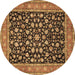 Round Persian Brown Traditional Rug, tr536brn