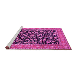 Sideview of Machine Washable Persian Pink Traditional Rug, wshtr536pnk