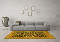 Machine Washable Persian Yellow Traditional Rug, wshtr536yw