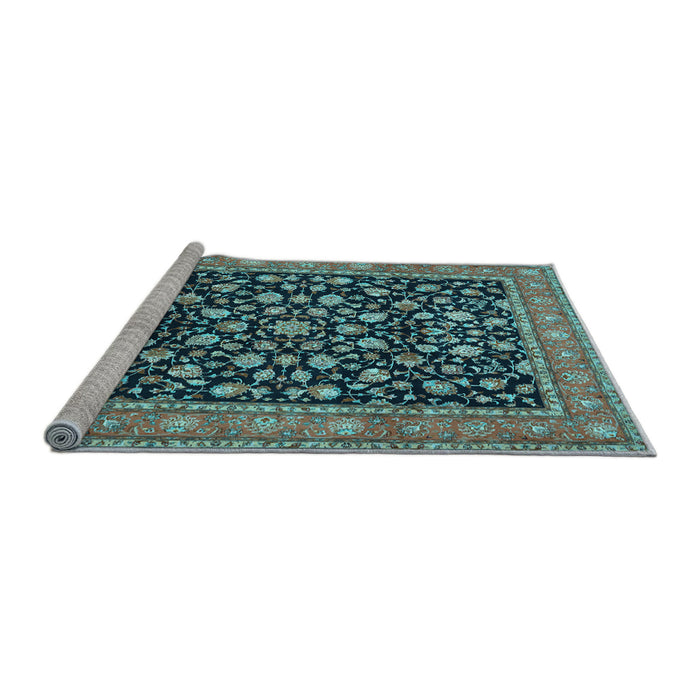 Sideview of Machine Washable Persian Light Blue Traditional Rug, wshtr536lblu