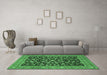 Machine Washable Persian Emerald Green Traditional Area Rugs in a Living Room,, wshtr536emgrn