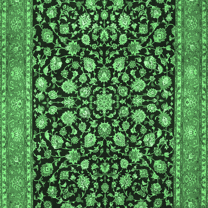 Machine Washable Persian Emerald Green Traditional Area Rugs, wshtr536emgrn
