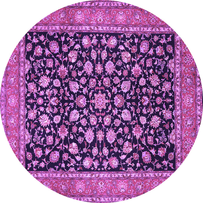 Round Machine Washable Persian Purple Traditional Area Rugs, wshtr536pur