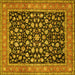 Square Machine Washable Persian Yellow Traditional Rug, wshtr536yw