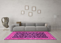 Machine Washable Persian Pink Traditional Rug, wshtr536pnk