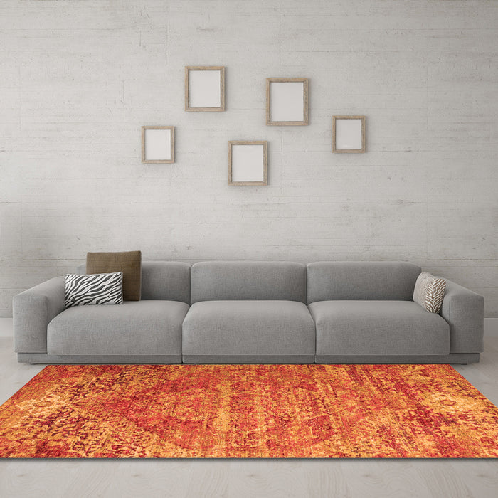 Machine Washable Persian Orange Traditional Area Rugs in a Living Room, wshtr537org