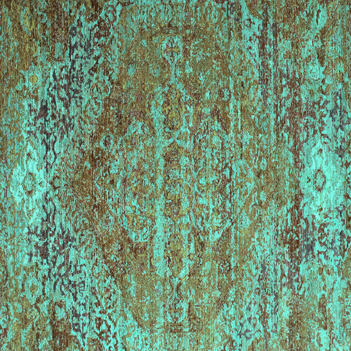 Square Machine Washable Persian Turquoise Traditional Area Rugs, wshtr537turq