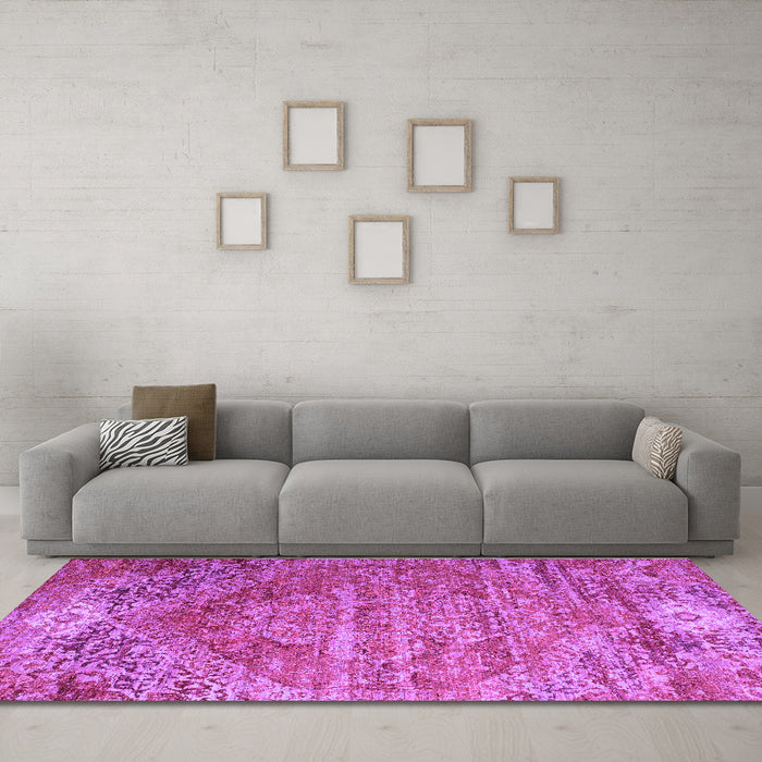 Machine Washable Persian Purple Traditional Area Rugs in a Living Room, wshtr537pur