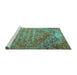 Sideview of Machine Washable Persian Turquoise Traditional Area Rugs, wshtr537turq