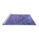 Sideview of Machine Washable Persian Blue Traditional Rug, wshtr537blu