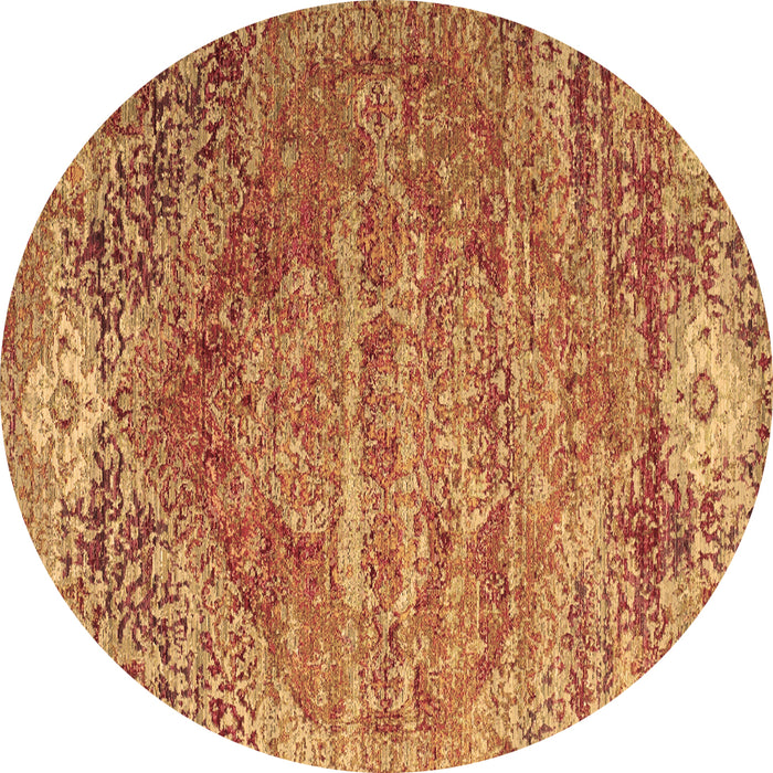 Round Persian Brown Traditional Rug, tr537brn