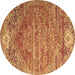 Round Persian Brown Traditional Rug, tr537brn