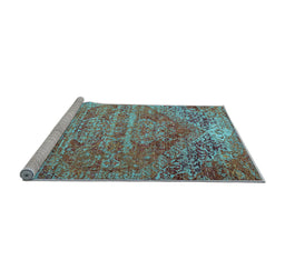 Sideview of Machine Washable Persian Light Blue Traditional Rug, wshtr537lblu