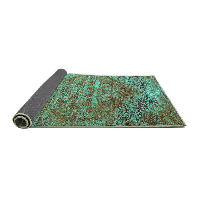 Sideview of Persian Turquoise Traditional Rug, tr537turq