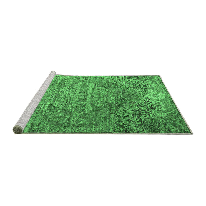 Sideview of Machine Washable Persian Emerald Green Traditional Area Rugs, wshtr537emgrn