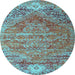Round Persian Light Blue Traditional Rug, tr537lblu