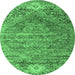 Round Persian Emerald Green Traditional Rug, tr537emgrn