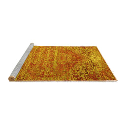 Sideview of Machine Washable Persian Yellow Traditional Rug, wshtr537yw