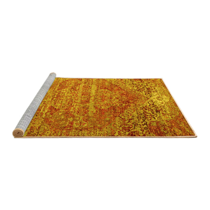 Sideview of Machine Washable Persian Yellow Traditional Rug, wshtr537yw