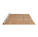 Sideview of Machine Washable Traditional Sand Brown Rug, wshtr538
