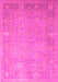 Machine Washable Oriental Pink Traditional Rug, wshtr538pnk