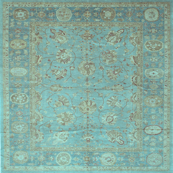 Square Machine Washable Oriental Light Blue Traditional Rug, wshtr538lblu