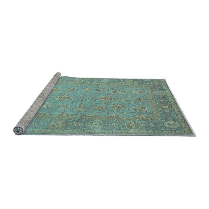 Sideview of Machine Washable Oriental Light Blue Traditional Rug, wshtr538lblu