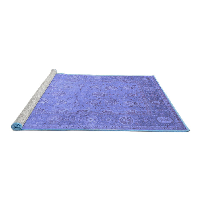 Sideview of Machine Washable Oriental Blue Traditional Rug, wshtr538blu