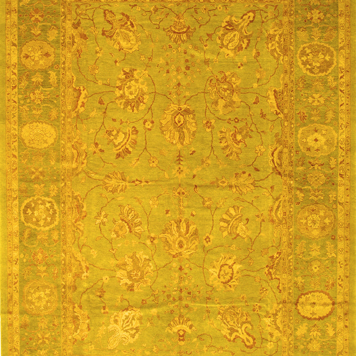 Machine Washable Oriental Yellow Traditional Rug, wshtr538yw