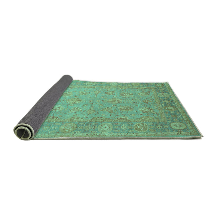 Sideview of Oriental Turquoise Traditional Rug, tr538turq