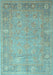 Machine Washable Oriental Light Blue Traditional Rug, wshtr538lblu