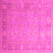 Square Machine Washable Oriental Pink Traditional Rug, wshtr538pnk