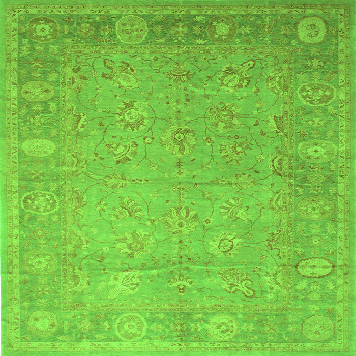 Round Machine Washable Oriental Green Traditional Area Rugs, wshtr538grn