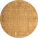 Round Oriental Brown Traditional Rug, tr538brn