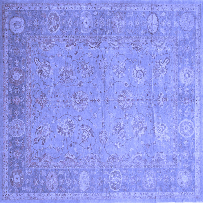 Square Machine Washable Oriental Blue Traditional Rug, wshtr538blu