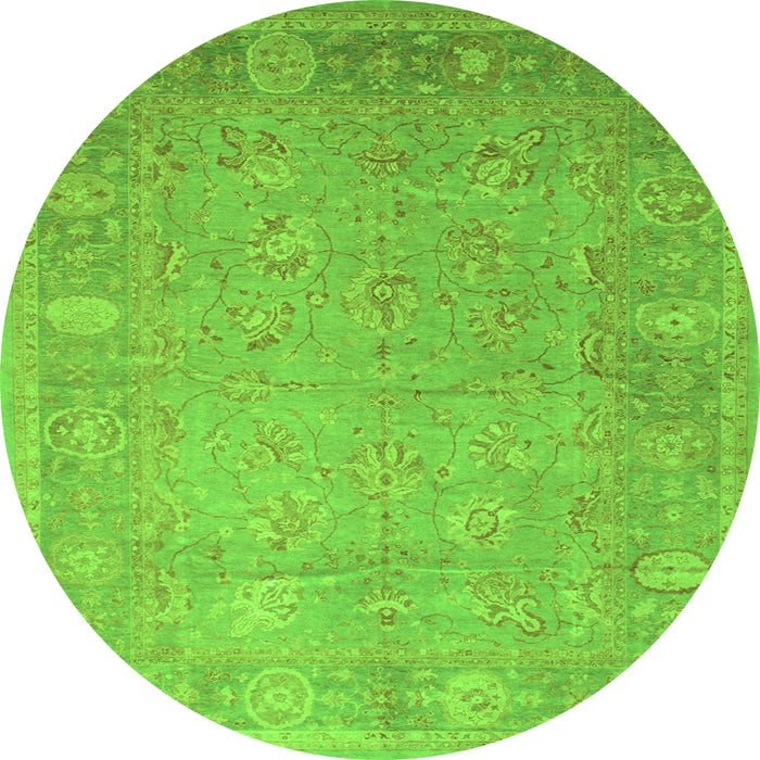 Square Oriental Green Traditional Rug, tr538grn