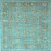 Square Oriental Light Blue Traditional Rug, tr538lblu