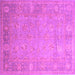 Square Machine Washable Oriental Purple Traditional Area Rugs, wshtr538pur