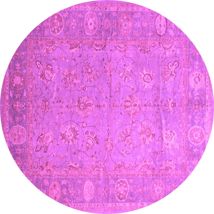 Round Oriental Purple Traditional Rug, tr538pur