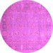 Round Oriental Purple Traditional Rug, tr538pur