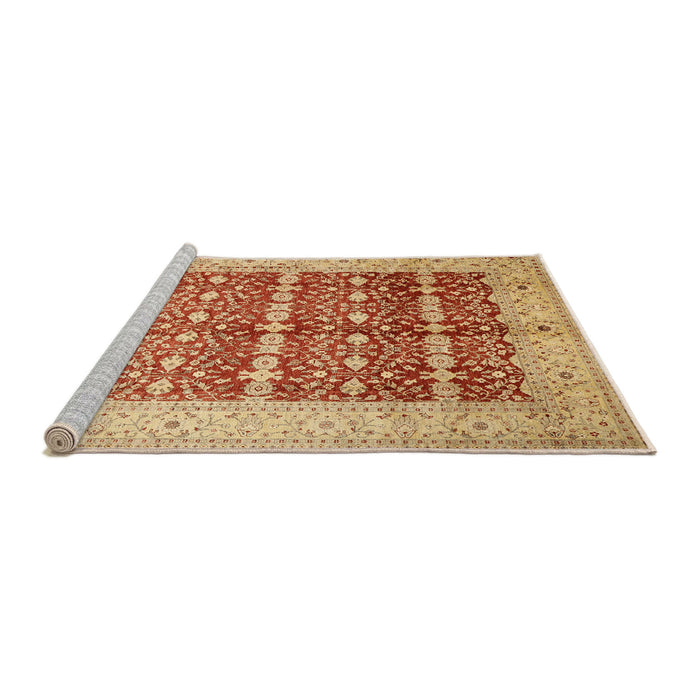 Sideview of Machine Washable Traditional Orange Red Rug, wshtr539