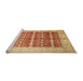 Sideview of Machine Washable Traditional Orange Red Rug, wshtr539