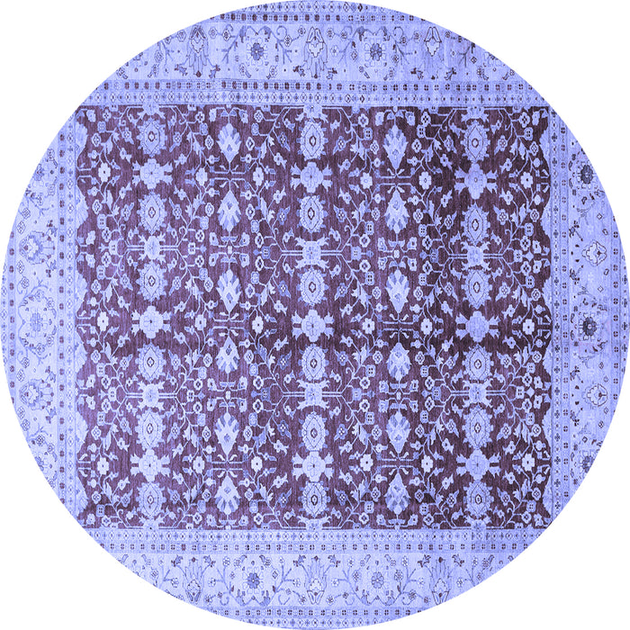 Round Oriental Blue Traditional Rug, tr539blu