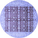 Round Oriental Blue Traditional Rug, tr539blu