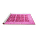 Sideview of Machine Washable Oriental Pink Traditional Rug, wshtr539pnk